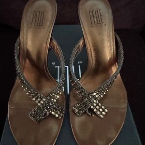 Pelle Moda Bronze Beaded Women's Mules